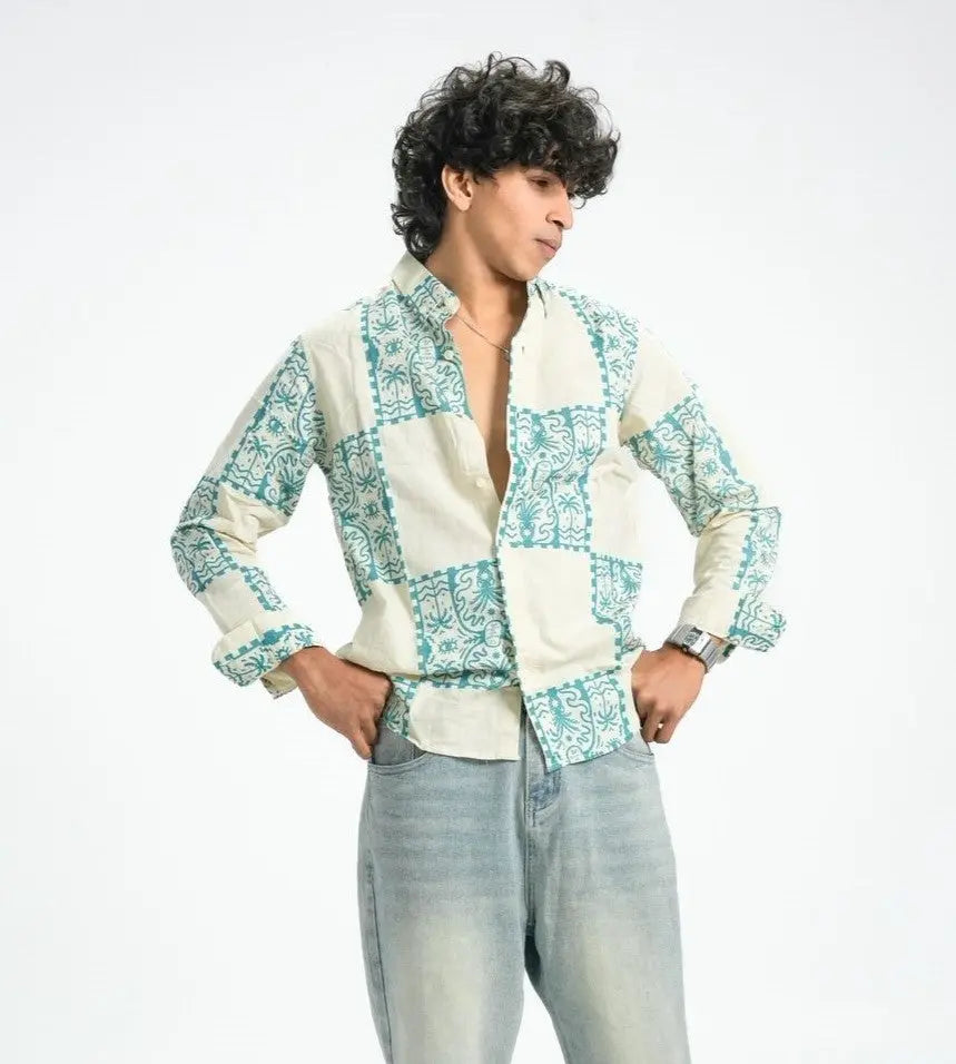 Skydot Berry Block Print Shirt Skydot