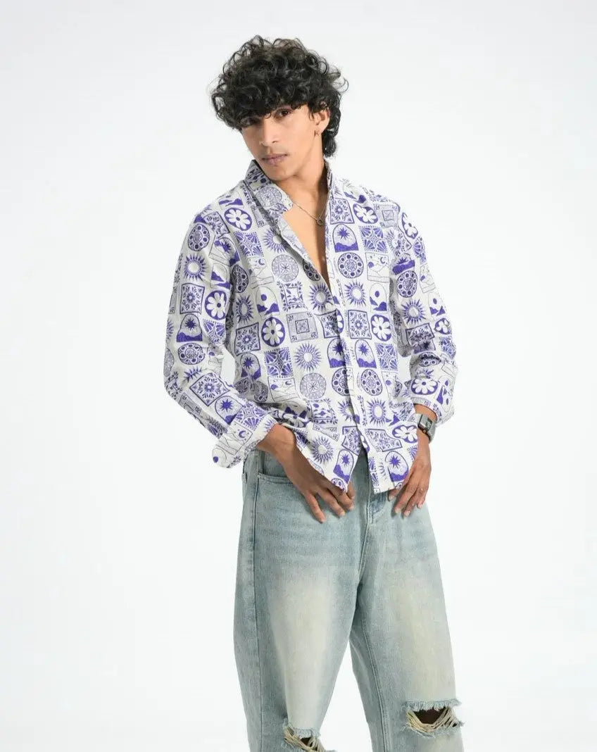 Skydot Cobalt Tile Patch Shirt Skydot
